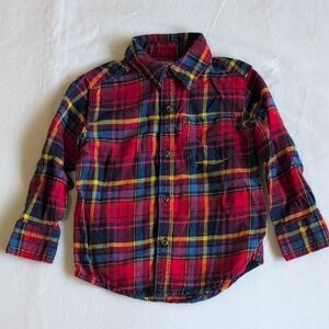 carter's red plaid cotton flannel button down shirt 2T toddler boys
